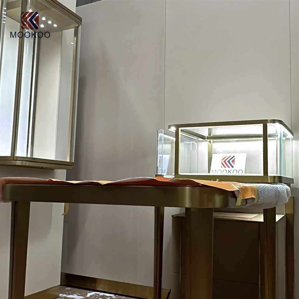 Customized Stainless Steel Jewelry Display Cabinet With LED Lighting For Fashion Jewelry Store Interior best