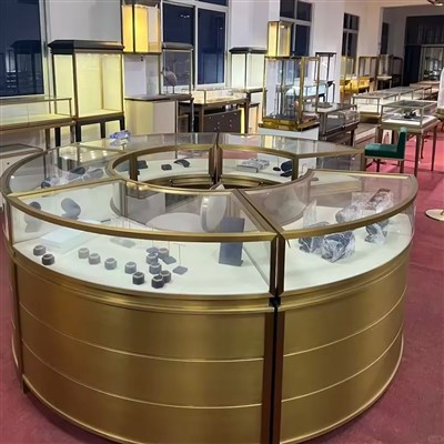 Harga kilang mewah dan elegan perhiasan pekeliling mempamerkan kabinet kaca melengkung