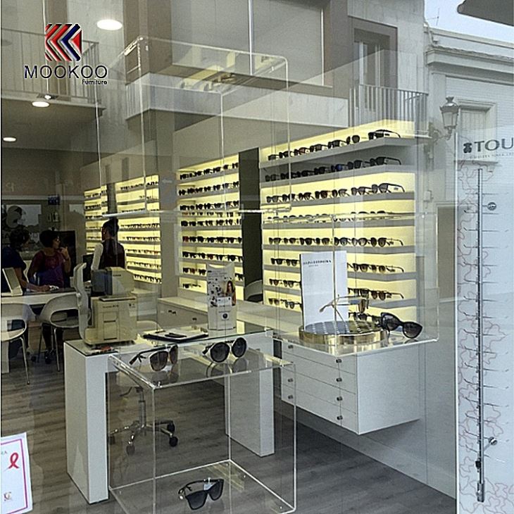 White Display Wooden Cabinet For Eyewear