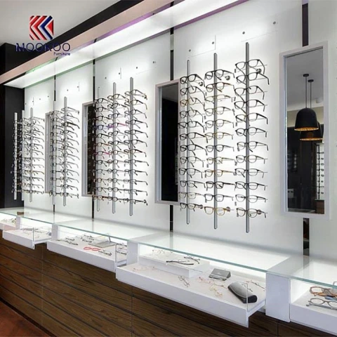 Eyewear Shop Furniture Design Wood Grain Glasses Cabinet