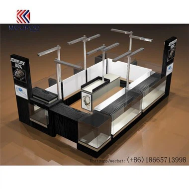 Kiosk Pusat Beli-Belah High-end Dengan Reka Bentuk Kaunter Paparan Kaca Untuk Paparan Perhiasan